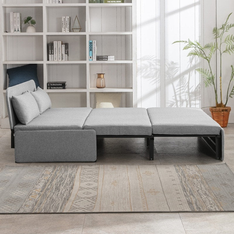 Mixoy Linen 2-in-1 Convertible Sofa Bed,Twin/Queen Pull Out Sleeper Sofa with Mattress,Cushions