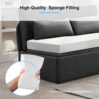 Mixoy Linen 2-in-1 Convertible Sofa Bed,Twin/Queen Pull Out Sleeper Sofa with Mattress,Cushions