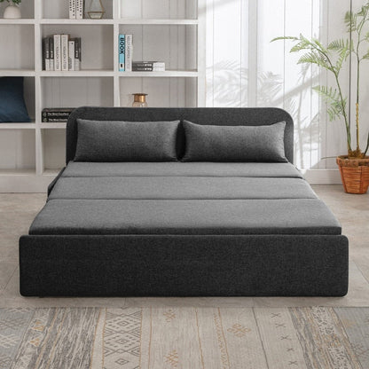 Mixoy Linen 2-in-1 Convertible Sofa Bed,Twin/Queen Pull Out Sleeper Sofa with Mattress,Cushions