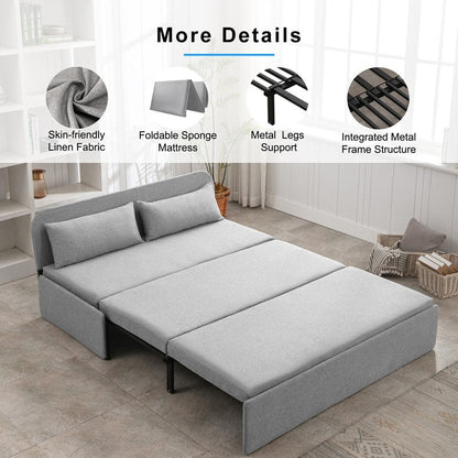Mixoy Linen 2-in-1 Convertible Sofa Bed,Twin/Queen Pull Out Sleeper Sofa with Mattress,Cushions