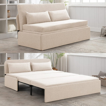 Mixoy Linen 2-in-1 Convertible Sofa Bed,Twin/Queen Pull Out Sleeper Sofa with Mattress,Cushions