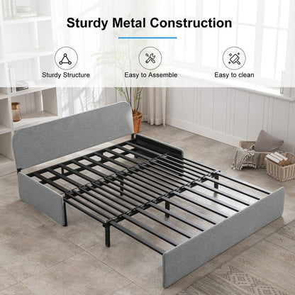 Mixoy Linen 2-in-1 Convertible Sofa Bed,Twin/Queen Pull Out Sleeper Sofa with Mattress,Cushions