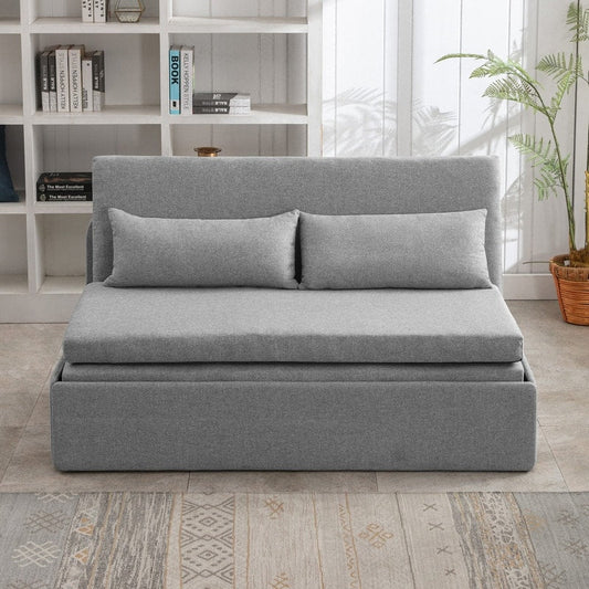 Mixoy Linen 2-in-1 Convertible Sofa Bed,Twin/Queen Pull Out Sleeper Sofa with Mattress,Cushions