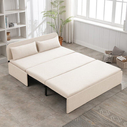 Mixoy Linen 2-in-1 Convertible Sofa Bed,Twin/Queen Pull Out Sleeper Sofa with Mattress,Cushions