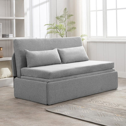 Mixoy Linen 2-in-1 Convertible Sofa Bed,Twin/Queen Pull Out Sleeper Sofa with Mattress,Cushions