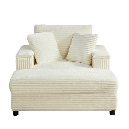 Mixoy 42ââCorduroy Chaise Lounge Chair with Storage Ottoman&Armrests,Upholstered Sleeper Reclining Chair