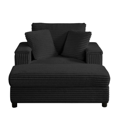 Mixoy 42ââCorduroy Chaise Lounge Chair with Storage Ottoman&Armrests,Upholstered Sleeper Reclining Chair