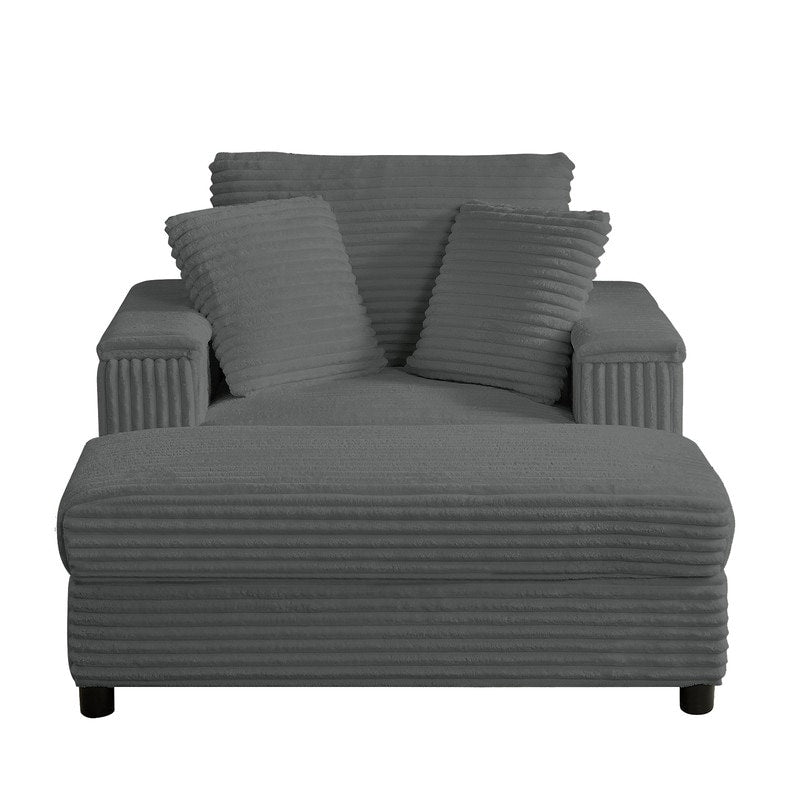 Mixoy 42ââCorduroy Chaise Lounge Chair with Storage Ottoman&Armrests,Upholstered Sleeper Reclining Chair