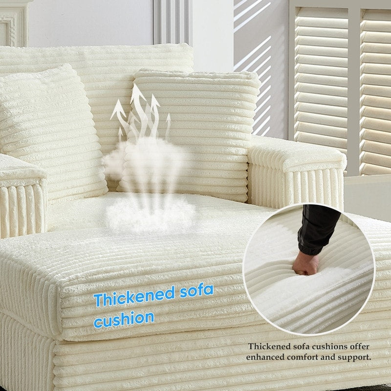 Mixoy 42ââCorduroy Chaise Lounge Chair with Storage Ottoman&Armrests,Upholstered Sleeper Reclining Chair