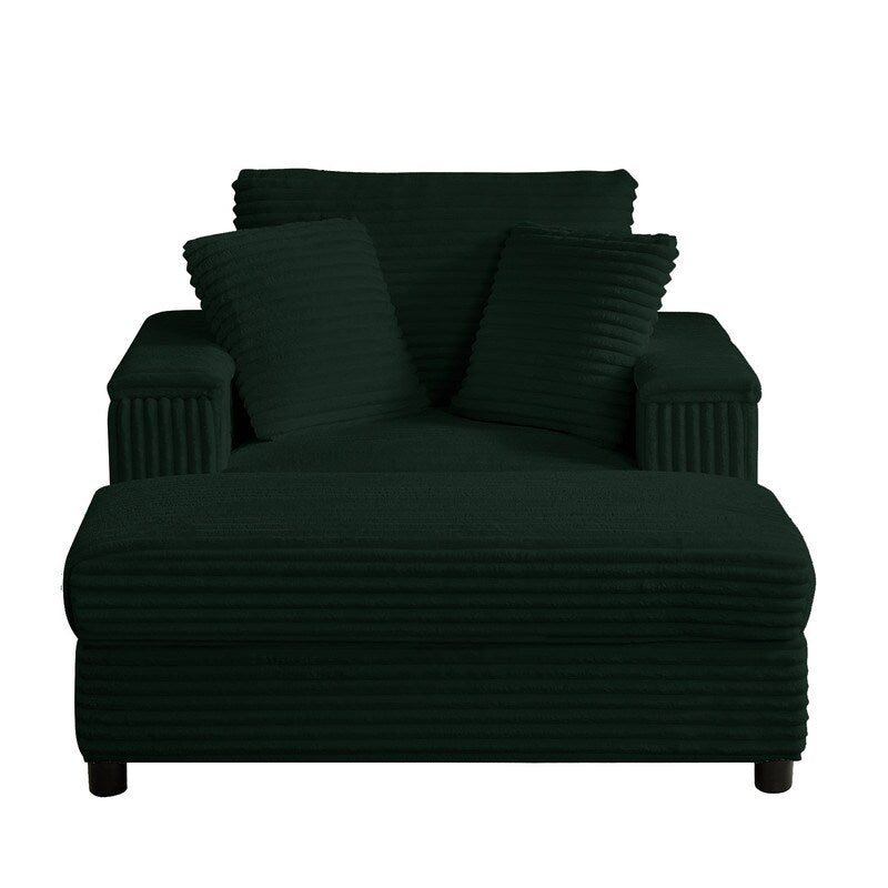 Mixoy 42ââCorduroy Chaise Lounge Chair with Storage Ottoman&Armrests,Upholstered Sleeper Reclining Chair
