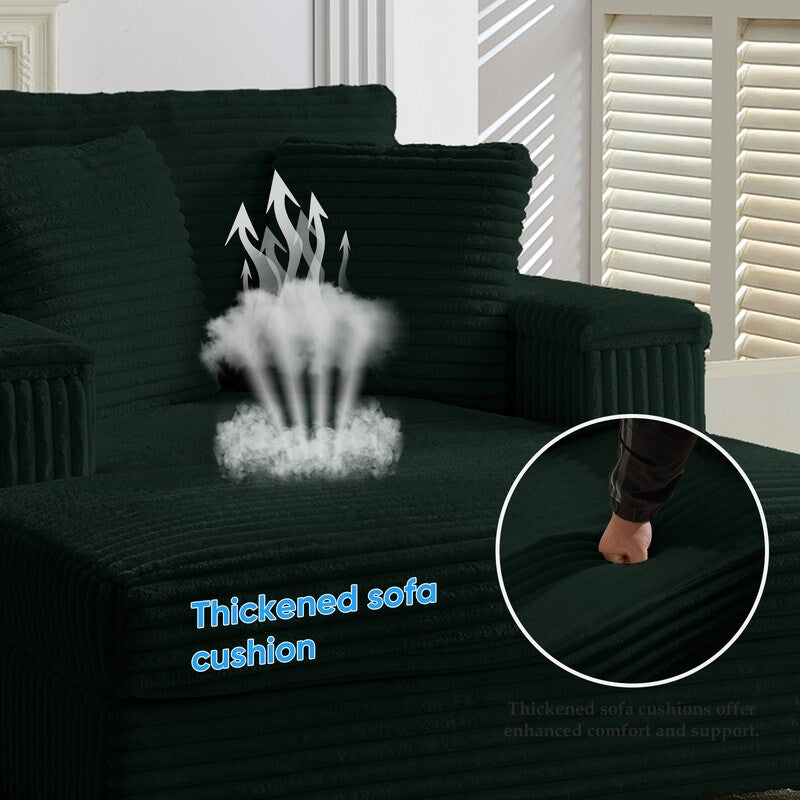Mixoy 42ââCorduroy Chaise Lounge Chair with Storage Ottoman&Armrests,Upholstered Sleeper Reclining Chair