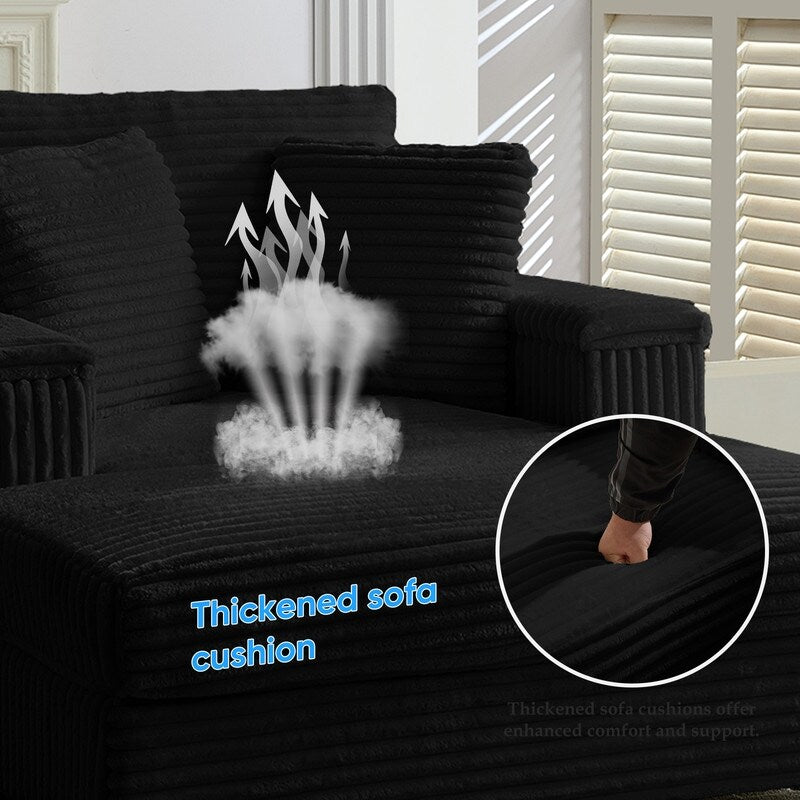 Mixoy 42ââCorduroy Chaise Lounge Chair with Storage Ottoman&Armrests,Upholstered Sleeper Reclining Chair