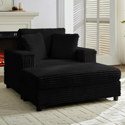 Mixoy 42ââCorduroy Chaise Lounge Chair with Storage Ottoman&Armrests,Upholstered Sleeper Reclining Chair