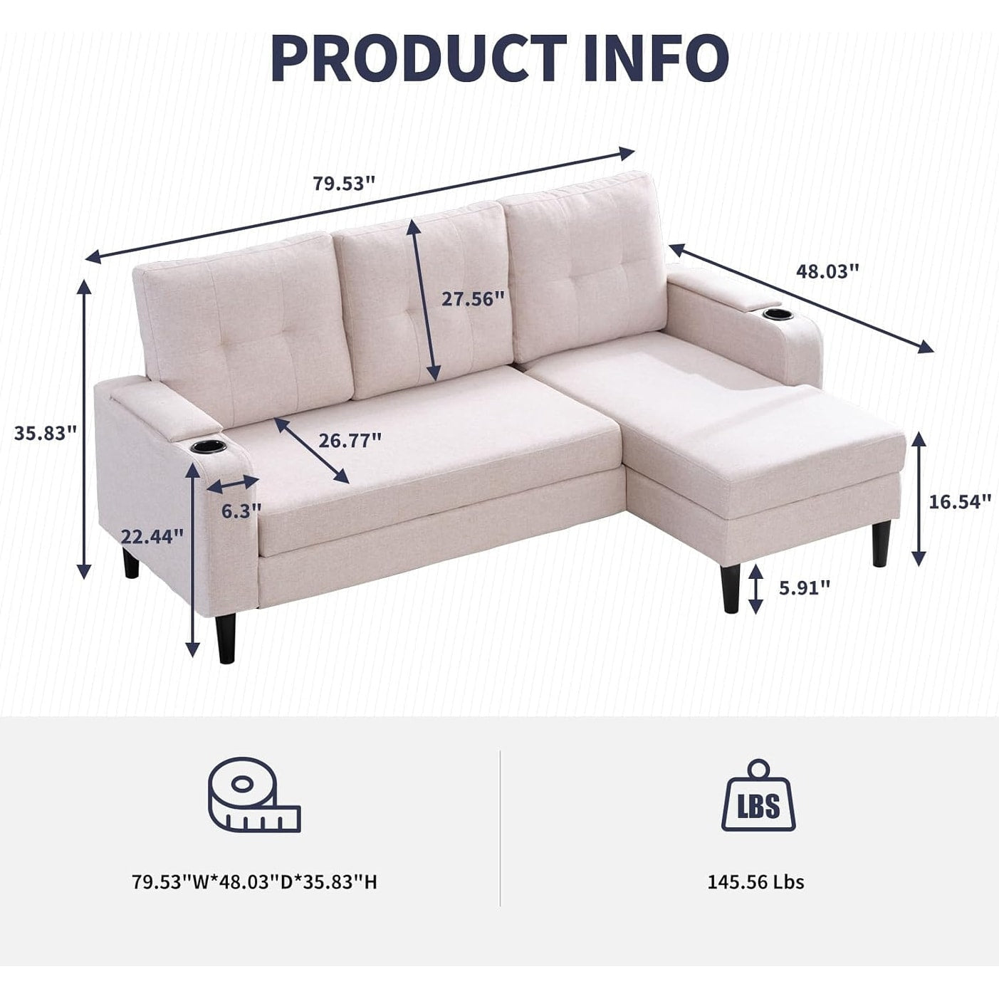 Mixoy Sectional Pull Out Sofa Bed,Convertible Sofa with Storage,Cup Holders,Reversible Sleeper Couches