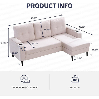 Mixoy Sectional Pull Out Sofa Bed,Convertible Sofa with Storage,Cup Holders,Reversible Sleeper Couches