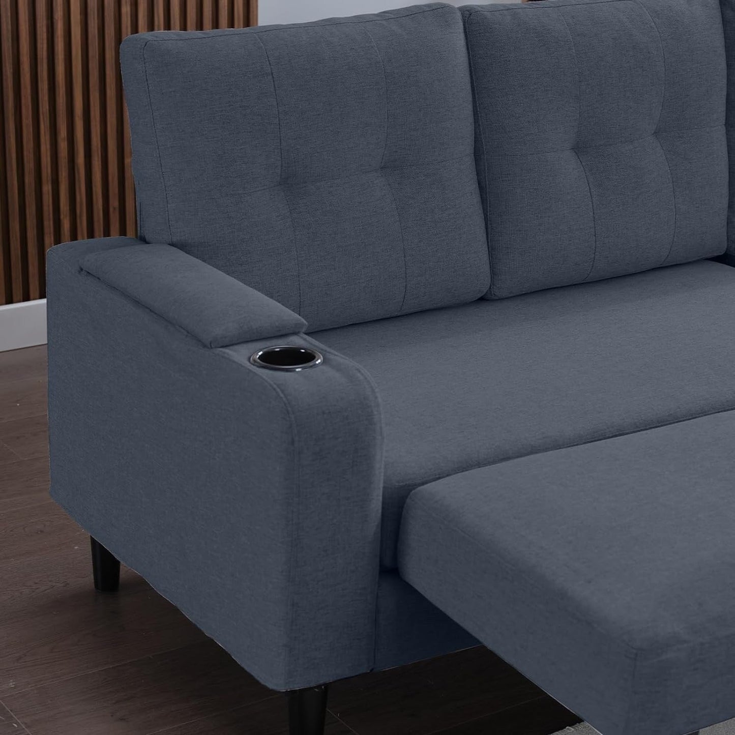 Mixoy Sectional Pull Out Sofa Bed,Convertible Sofa with Storage,Cup Holders,Reversible Sleeper Couches