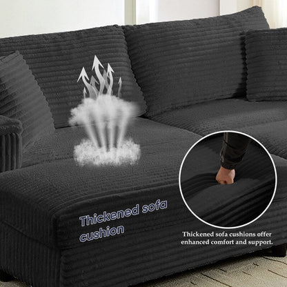 Mixoy 85ââCorduroy Loveseat Chaise Lounge with Storage Ottoman&Armrests,Upholstered 2-Seater Sleeper Reclining Chair Indoor