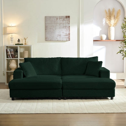 Mixoy 85ââCorduroy Loveseat Chaise Lounge with Storage Ottoman&Armrests,Upholstered 2-Seater Sleeper Reclining Chair Indoor