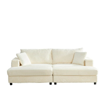 Mixoy 85ââCorduroy Loveseat Chaise Lounge with Storage Ottoman&Armrests,Upholstered 2-Seater Sleeper Reclining Chair Indoor