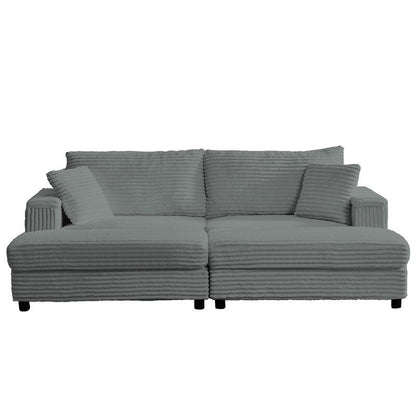 Mixoy 85ââCorduroy Loveseat Chaise Lounge with Storage Ottoman&Armrests,Upholstered 2-Seater Sleeper Reclining Chair Indoor