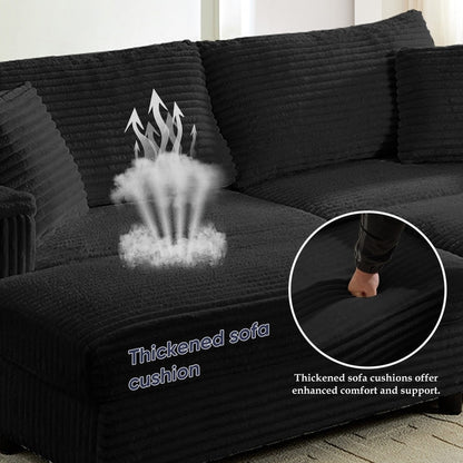 Mixoy 85ââCorduroy Loveseat Chaise Lounge with Storage Ottoman&Armrests,Upholstered 2-Seater Sleeper Reclining Chair Indoor