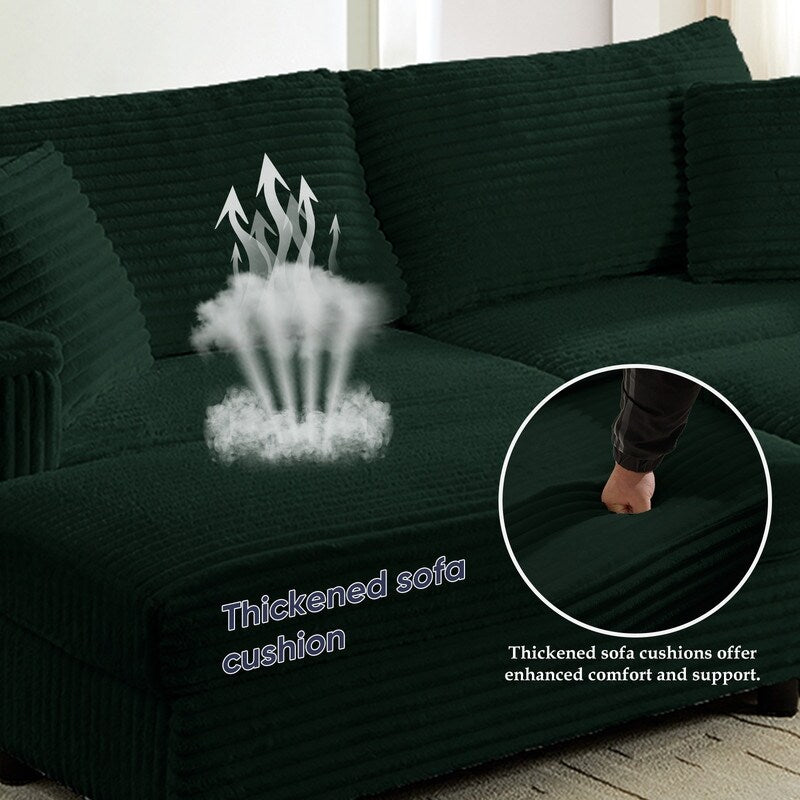 Mixoy 85ââCorduroy Loveseat Chaise Lounge with Storage Ottoman&Armrests,Upholstered 2-Seater Sleeper Reclining Chair Indoor