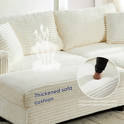 Mixoy 85ââCorduroy Loveseat Chaise Lounge with Storage Ottoman&Armrests,Upholstered 2-Seater Sleeper Reclining Chair Indoor