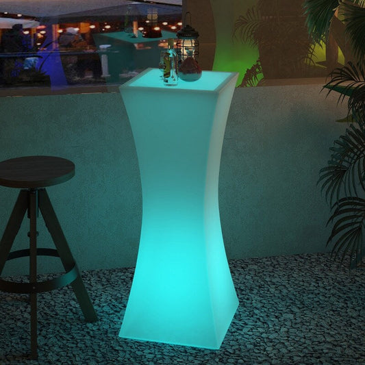 Mixoy Cocktailtisch mit wechselnden Farben und schmaler Taille, wiederaufladbarer, beleuchteter, kabelloser Kneipentisch für Partys, stimmungsvolle LED-Möbel