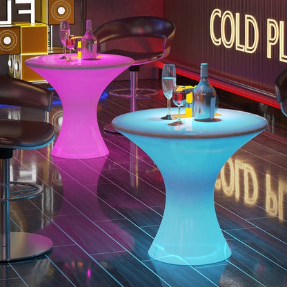 Mixoy LED-Cocktailtisch mit wechselnden Farben, wiederaufladbarer beleuchteter Weintisch, kabelloser Kneipentisch, Möbel für Zuhause, Terrasse, Pool
