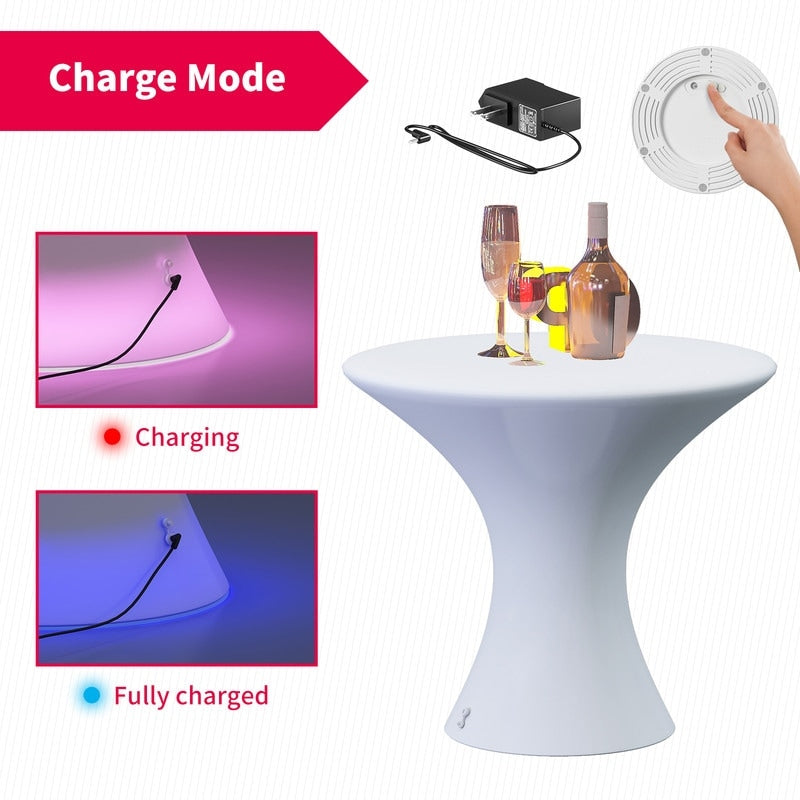 Mixoy LED-Cocktailtisch mit wechselnden Farben, wiederaufladbarer beleuchteter Weintisch, kabelloser Kneipentisch, Möbel für Zuhause, Terrasse, Pool