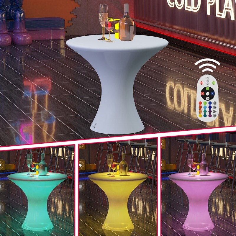 Mixoy LED-Cocktailtisch mit wechselnden Farben, wiederaufladbarer beleuchteter Weintisch, kabelloser Kneipentisch, Möbel für Zuhause, Terrasse, Pool