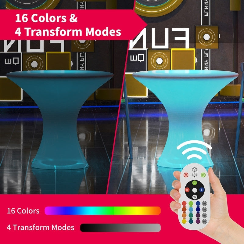 Mixoy LED-Cocktailtisch mit wechselnden Farben, wiederaufladbarer beleuchteter Weintisch, kabelloser Kneipentisch, Möbel für Zuhause, Terrasse, Pool