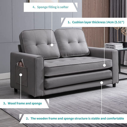 Mixoy Modern Loveseat,3-in-1 Pull Out Sleeper Sofa Bed with Tri-Folding Mattress