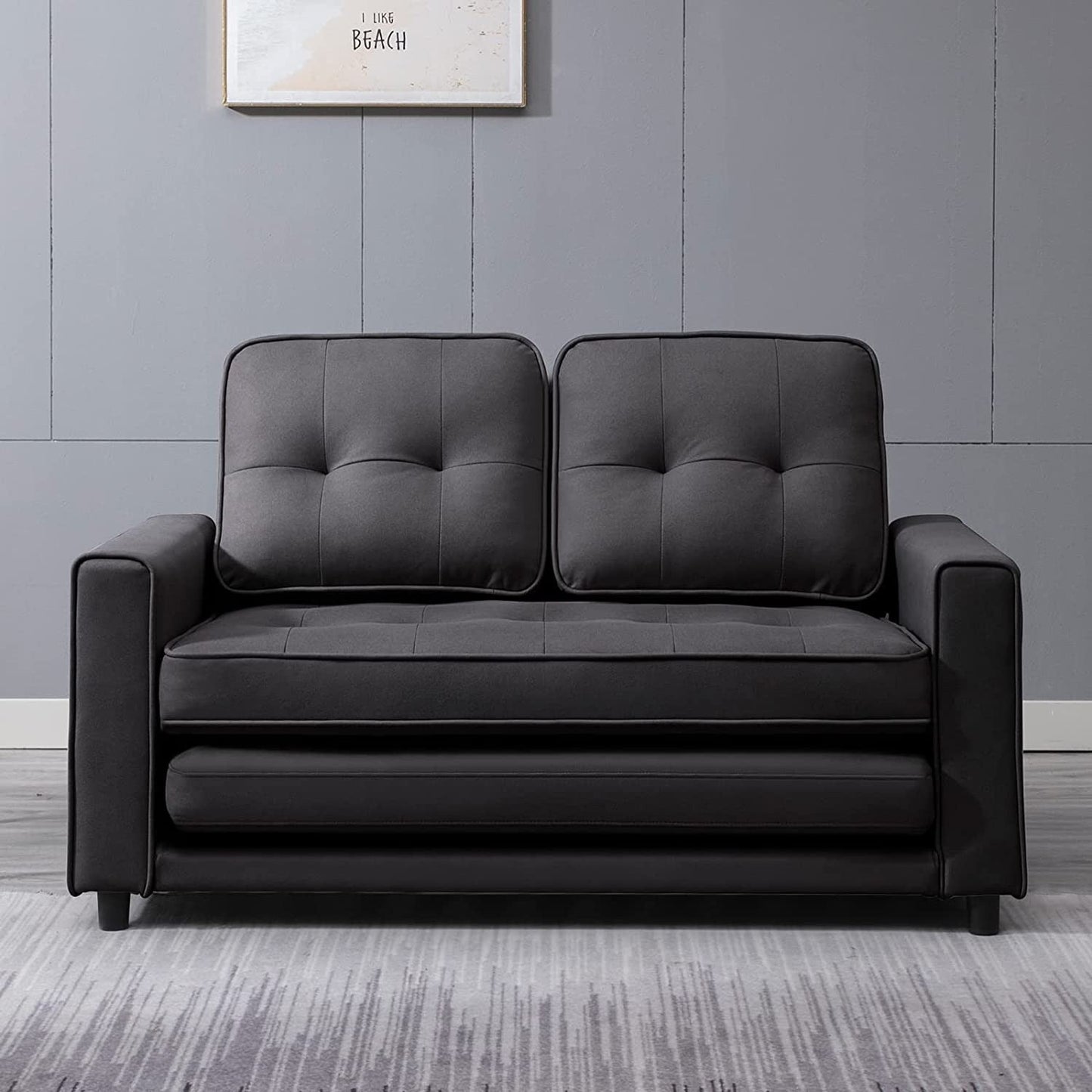 Mixoy Modern Loveseat,3-in-1 Pull Out Sleeper Sofa Bed with Tri-Folding Mattress