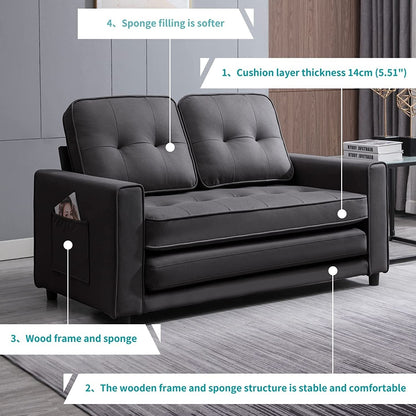 Mixoy Modern Loveseat,3-in-1 Pull Out Sleeper Sofa Bed with Tri-Folding Mattress