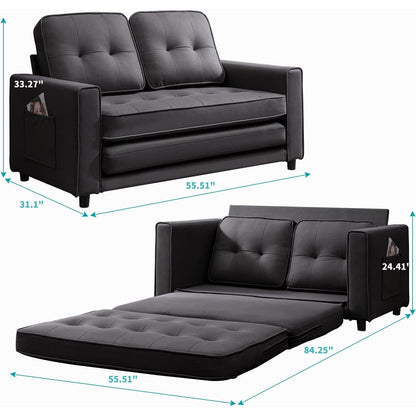 Mixoy Modern Loveseat,3-in-1 Pull Out Sleeper Sofa Bed with Tri-Folding Mattress