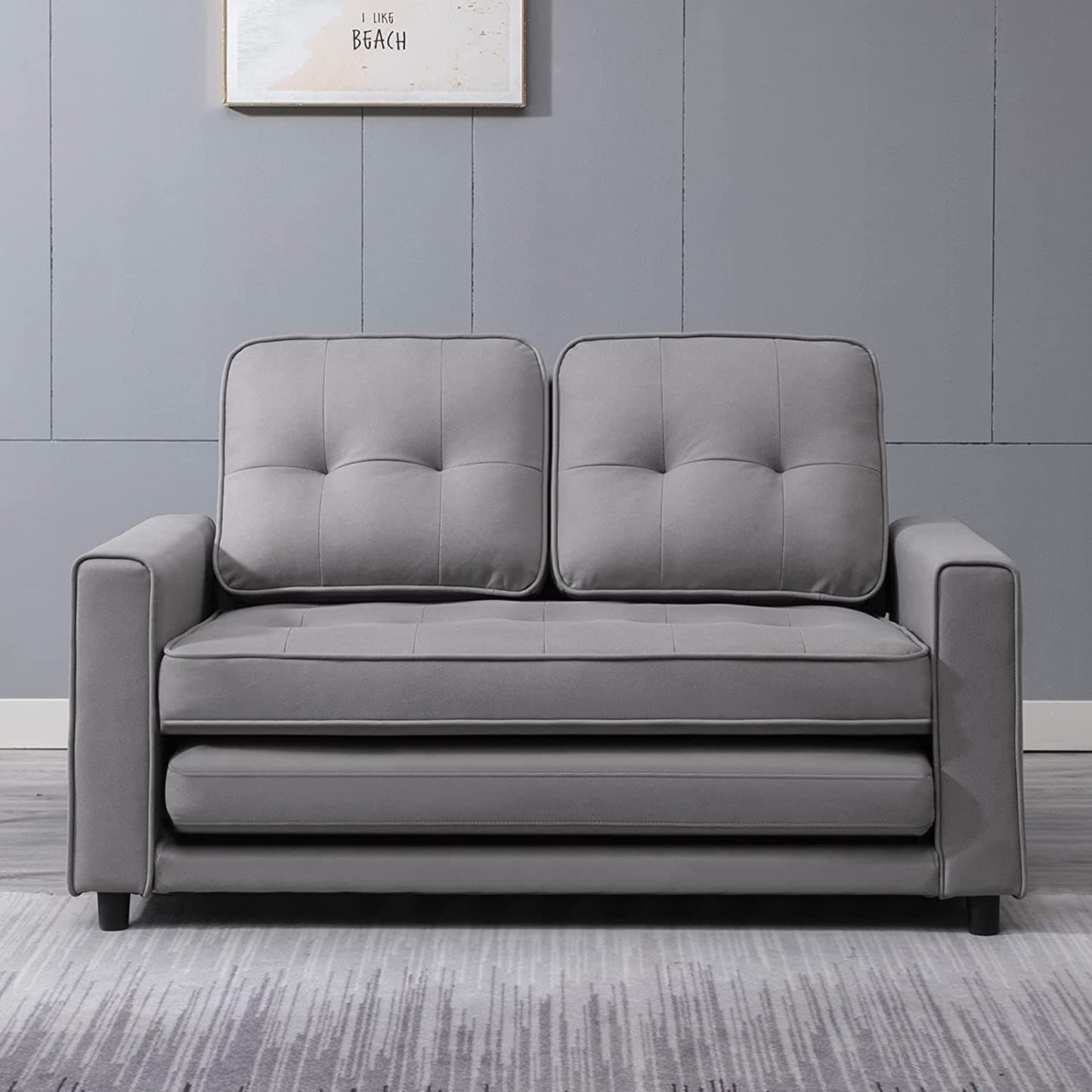Mixoy Modern Loveseat,3-in-1 Pull Out Sleeper Sofa Bed with Tri-Folding Mattress
