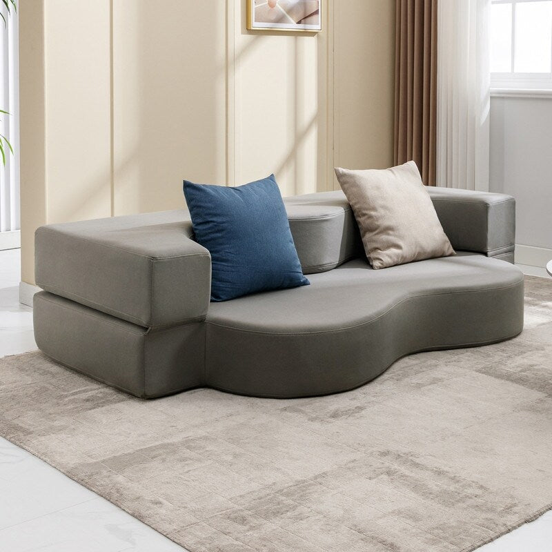 Mixoy Convertible Futon Sofa Bed, Foldable, Foam Folding Mattress Sleeper, Cloth Fabrics Floor Couch Lounge Sleeper Bed