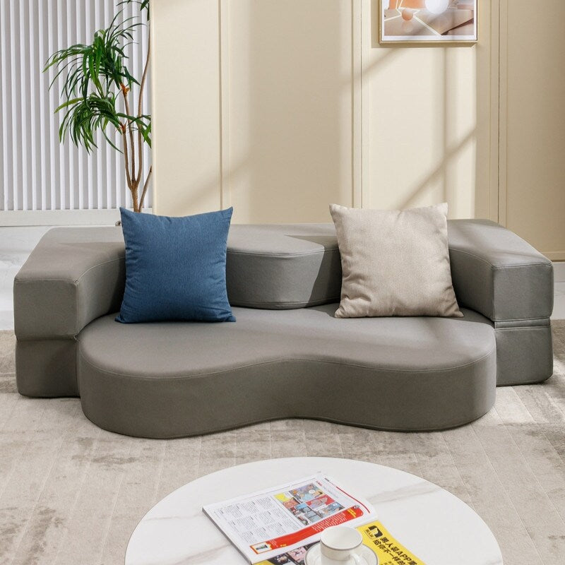 Mixoy Convertible Futon Sofa Bed, Foldable, Foam Folding Mattress Sleeper, Cloth Fabrics Floor Couch Lounge Sleeper Bed