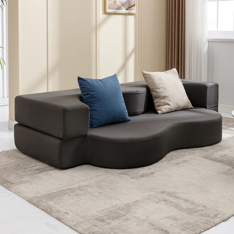 Mixoy Convertible Futon Sofa Bed, Foldable, Foam Folding Mattress Sleeper, Cloth Fabrics Floor Couch Lounge Sleeper Bed