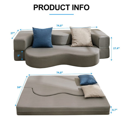 Mixoy Convertible Futon Sofa Bed, Foldable, Foam Folding Mattress Sleeper, Cloth Fabrics Floor Couch Lounge Sleeper Bed