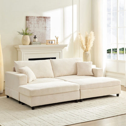 Mixoy Corduroy Comfy Chaise Lounge Deep Seat Sleeper Sofa Chair with Storage Ottoman,Upholstered 1-Seater/Loveseat Sofa Couch