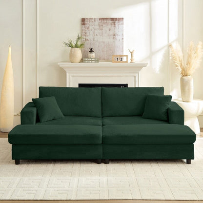 Mixoy Corduroy Comfy Chaise Lounge Deep Seat Sleeper Sofa Chair with Storage Ottoman,Upholstered 1-Seater/Loveseat Sofa Couch