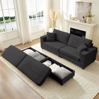 Mixoy Corduroy Comfy Chaise Lounge Deep Seat Sleeper Sofa Chair with Storage Ottoman,Upholstered 1-Seater/Loveseat Sofa Couch