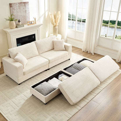 Mixoy Corduroy Comfy Chaise Lounge Deep Seat Sleeper Sofa Chair with Storage Ottoman,Upholstered 1-Seater/Loveseat Sofa Couch