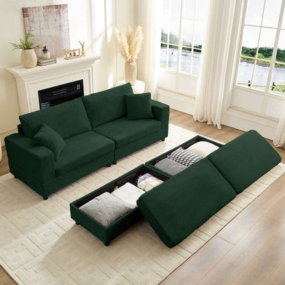 Mixoy Corduroy Comfy Chaise Lounge Deep Seat Sleeper Sofa Chair with Storage Ottoman,Upholstered 1-Seater/Loveseat Sofa Couch