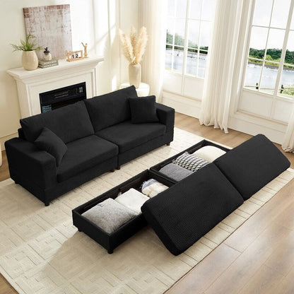 Mixoy Corduroy Comfy Chaise Lounge Deep Seat Sleeper Sofa Chair with Storage Ottoman,Upholstered 1-Seater/Loveseat Sofa Couch