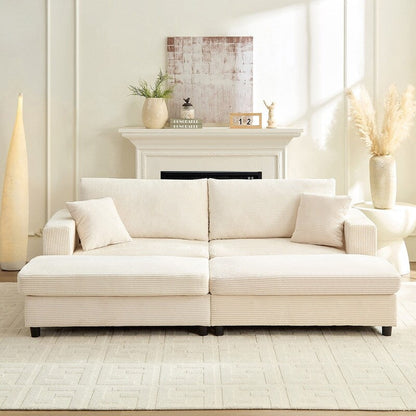 Mixoy Corduroy Comfy Chaise Lounge Deep Seat Sleeper Sofa Chair with Storage Ottoman,Upholstered 1-Seater/Loveseat Sofa Couch
