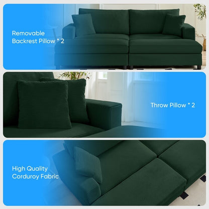 Mixoy Corduroy Comfy Chaise Lounge Deep Seat Sleeper Sofa Chair with Storage Ottoman,Upholstered 1-Seater/Loveseat Sofa Couch