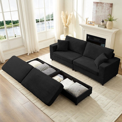 Mixoy Corduroy Comfy Chaise Lounge Deep Seat Sleeper Sofa Chair with Storage Ottoman,Upholstered 1-Seater/Loveseat Sofa Couch